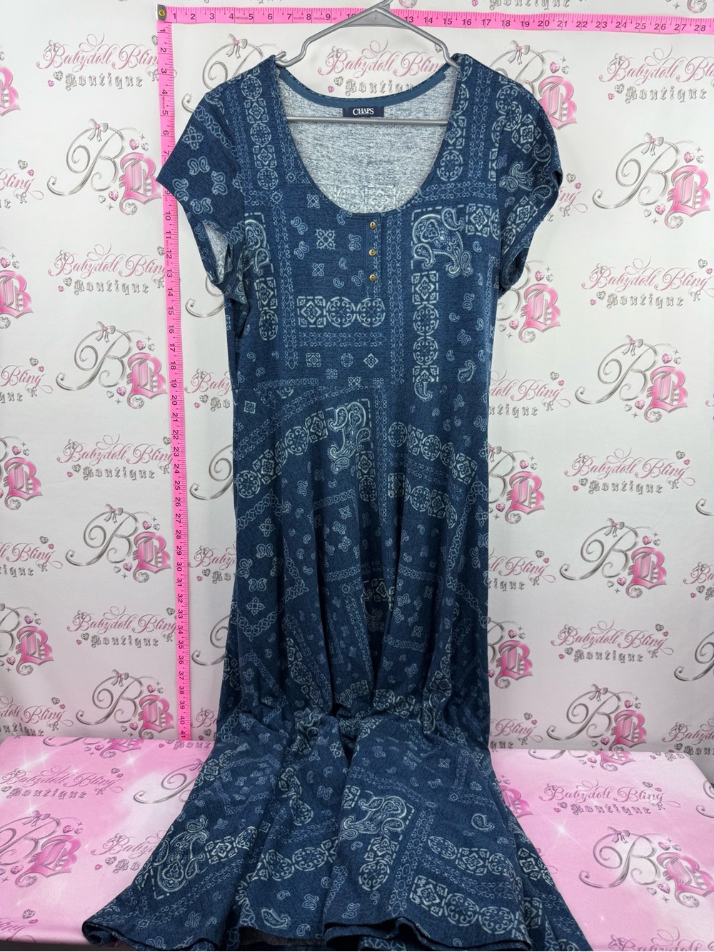 Chaps dress Navy Bandana-Print Short Sleeve Tunic Dress